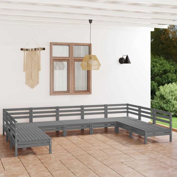 vidaXL Garden Lounge Set Solid Grey Solid Pinewood Large Modular
