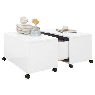 vidaXL Coffee Table High Gloss White 29.5"x29.5"x15" Engineered Wood
