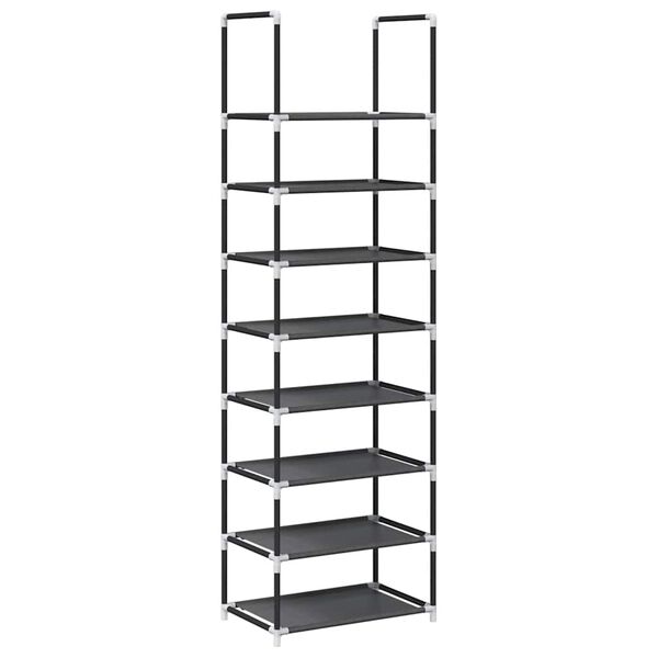 vidaXL Shoe Rack Black Non-Woven Fabric, Powder-Coated Steel, Plastic Tall