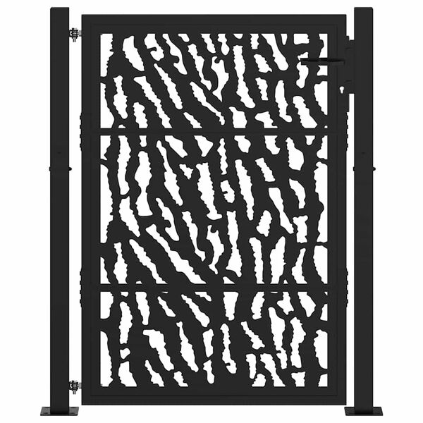 vidaXL Garden Gate Black 39.4x49.2" Steel Trace  Design