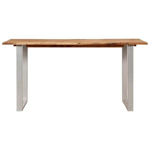 vidaXL Dining Table Acacia wood grain and silver legs