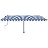 vidaXL Retractable Awning Blue and White Powder-coated aluminum Large