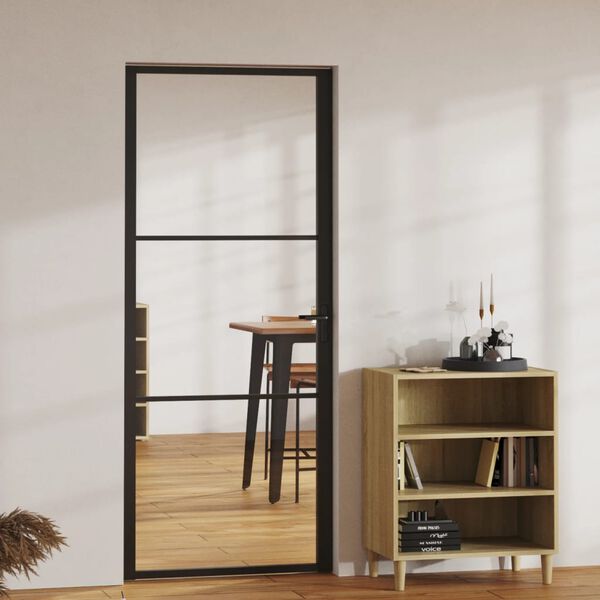 vidaXL Interior Door ESG Glass and Aluminum 32.7"x79.3" Black