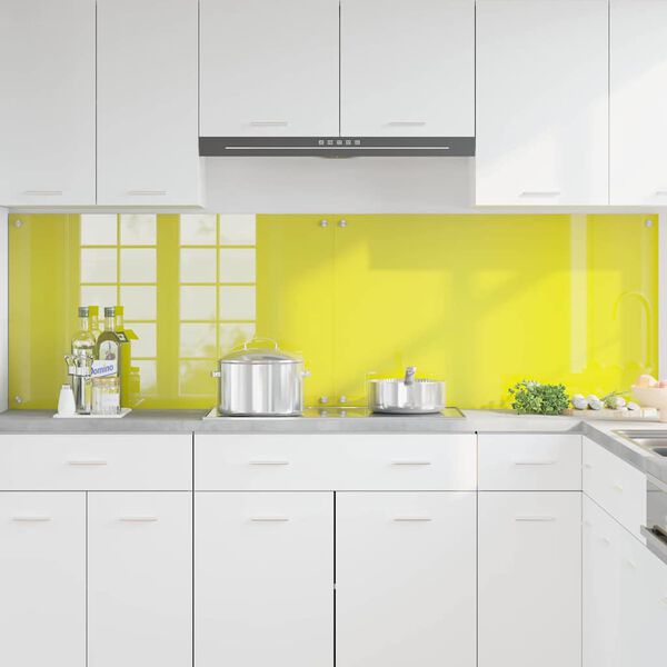 vidaXL Kitchen Backsplash 2 pcs Yellow 39.37 x 23.62 in Tempered Glass