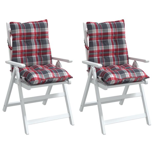 vidaXL Lowback Chair Cushion Set of 2 Red Check