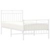 vidaXL Bed Frame White Powder-Coated Steel Twin Bed Frame Rectangular