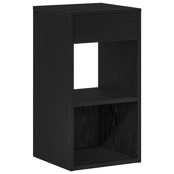 vidaXL Bedside Cabinet Black Oak Engineered wood Standard