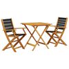 vidaXL Bistro Set Black and Natural Wood Solid Acacia wood and Polypropylene