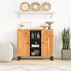 vidaXL Sideboard Natural wood with black accents Solid acacia wood with iron