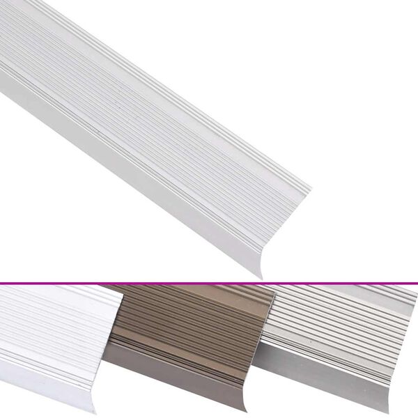 vidaXL Stair Nosings in L-shape 5 pcs Aluminium 39.4 " Silver