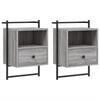 vidaXL Bedside Cabinet Set of 2 Grey Sonoma Engineered wood, Metal