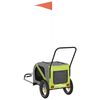 vidaXL Pet Bike Trailer Green and Black Oxford fabric, Iron, PVC