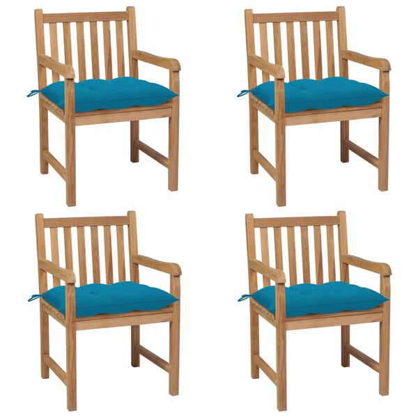 vidaXL Patio Chair Set of 4 Light blue cushions