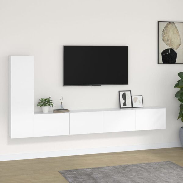 vidaXL TV Cabinet Set Set of 3 White Engineered wood Standard