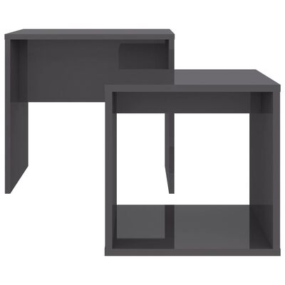 vidaXL Coffee Table Set High Gloss Gray 18.9"x11.8"x17.7" Engineered Wood