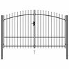 vidaXL Fence Gate Double Door with Spike Top Steel 117.9x88.4" Black