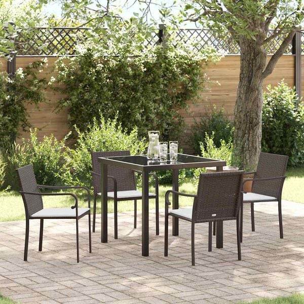 vidaXL Garden Dining Set 5 pcs Brown Poly rattan