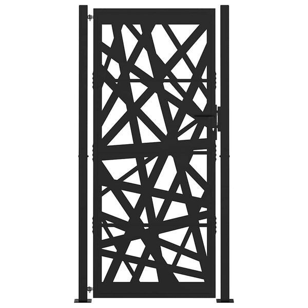 vidaXL Garden Gate Black 39.4x78.7" Steel Light Design