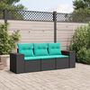 vidaXL Patio Sofa Set Black Poly Rattan, Powder-Coated Steel Large
