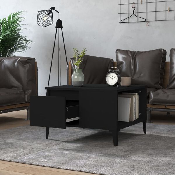 vidaXL Coffee Table Black Engineered wood, metal Medium Coffee Table