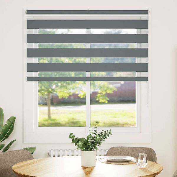 vidaXL Zebra Blind Dark grey 100% Polyester, Aluminum top rail