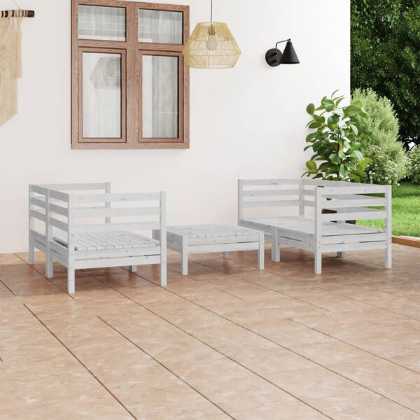 vidaXL Garden Lounge Set White Solid Pinewood 5 Piece Set Modular