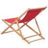 vidaXL Beach Chair Red Solid Eucalyptus wood, Polyester Medium Foldable
