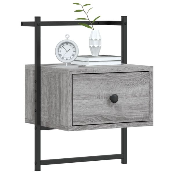 vidaXL Nightstand Set of 2 Grey Sonoma Engineered Wood Small
