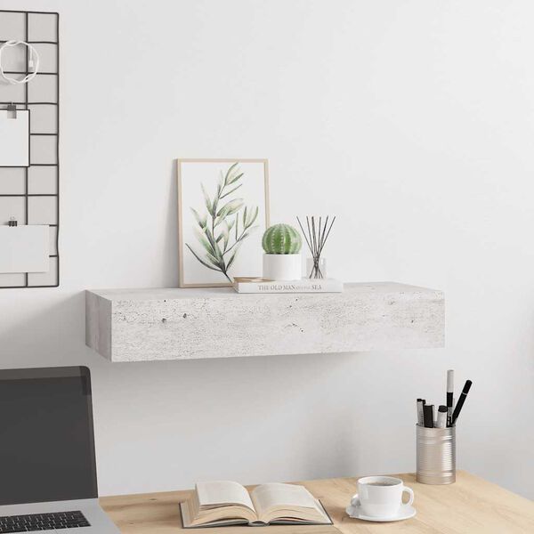 vidaXL Drawer Shelf Concrete grey MDF and metal Compact Wall Shelf