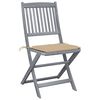 vidaXL Outdoor Chair Set of 6 Grey Solid Acacia wood Standard Foldable