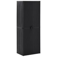 vidaXL Garden Storage Cabinet Black 25.6"x17.7"x67.7" PP Rattan