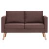 vidaXL Sofa Brown Polyester, Wood 2-seater Removable Covers Sofa