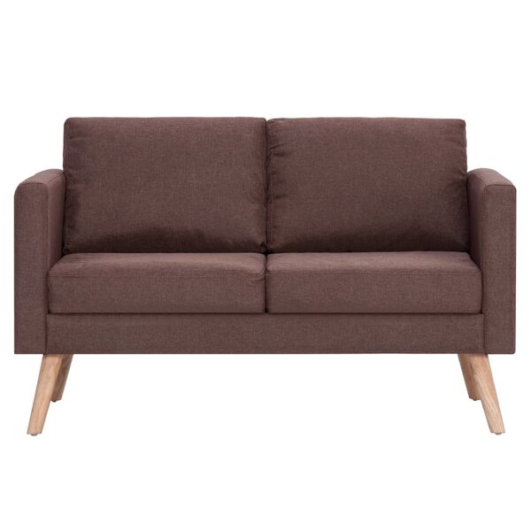 vidaXL Sofa Brown Polyester, Wood 2-seater Removable Covers Sofa