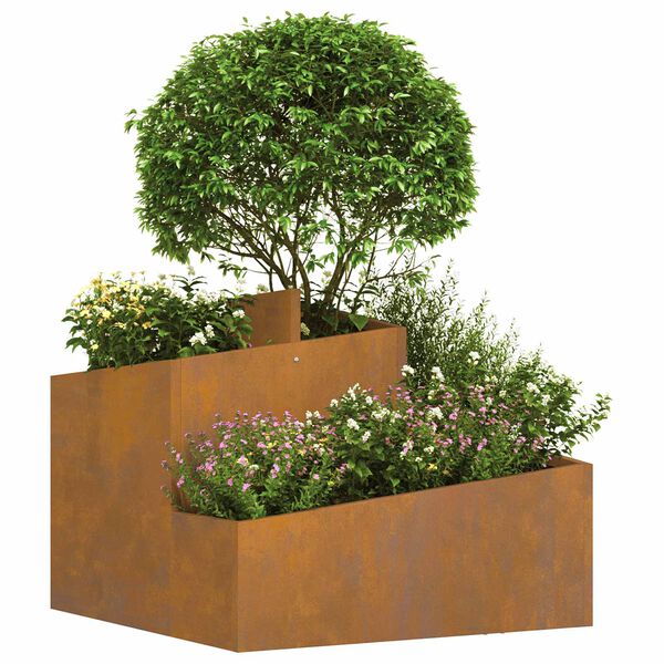 vidaXL Garden Planter Brown 23.62 x 23.62 x 19.69 in Weathering Steel