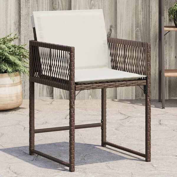 vidaXL Garden Chair Set of 4 Brown PE rattan, powder-coated steel