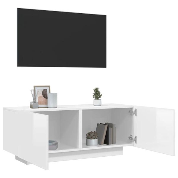 vidaXL TV Cabinet High Gloss White Engineered Wood Standard TV Cabinet