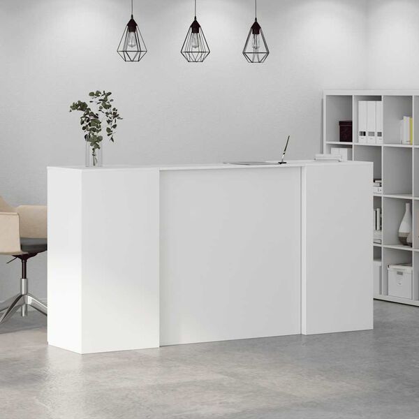 vidaXL Reception Desk White Engineered Wood 78.7 in x 19.7 in x 40.7 in