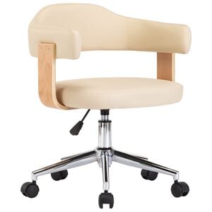 vidaXL Office Chair Cream Faux Leather Medium Height-Adjustable