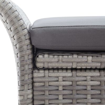 vidaXL Storage Bench with Cushion Gray 54.3" Poly Rattan