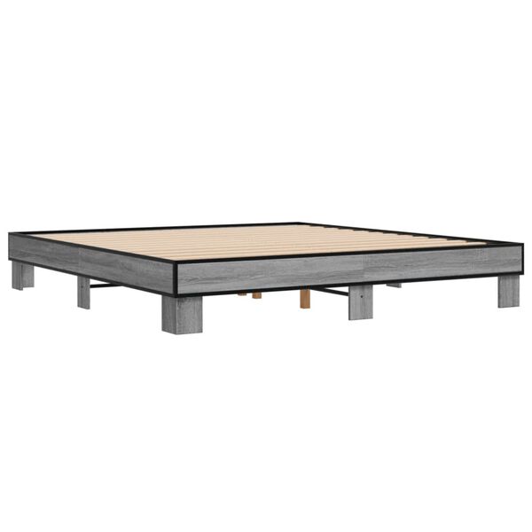 vidaXL Bed Frame Gray Sonoma Engineered wood, metal Double Durable
