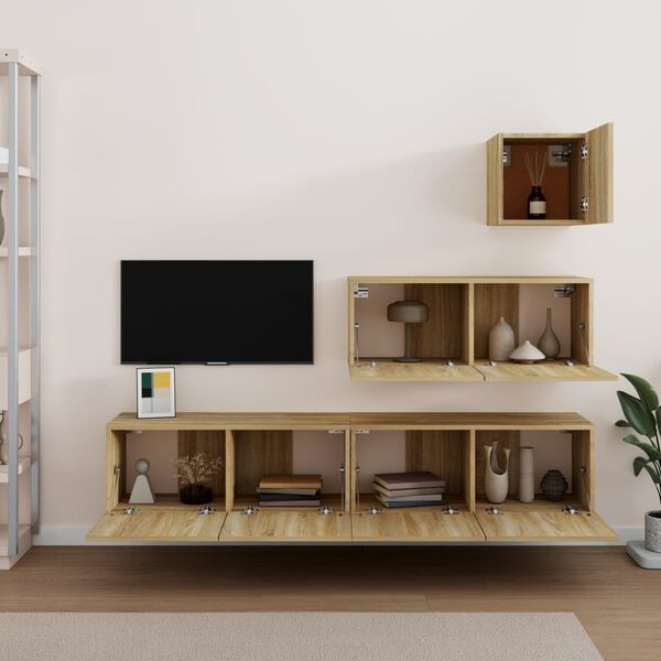 vidaXL TV Cabinet Set Set of 4 Sonoma Oak Engineered Wood Medium
