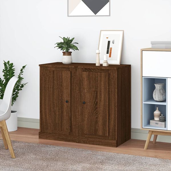 vidaXL Sideboard Set of 2 Brown Oak Engineered Wood Medium Storage
