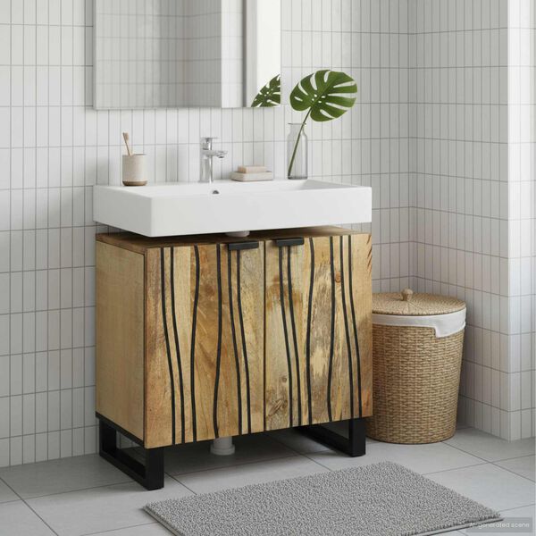 vidaXL Bathroom Sink Cabinet with Shelf Brown 24.41 x 12.99 x 22.83 in