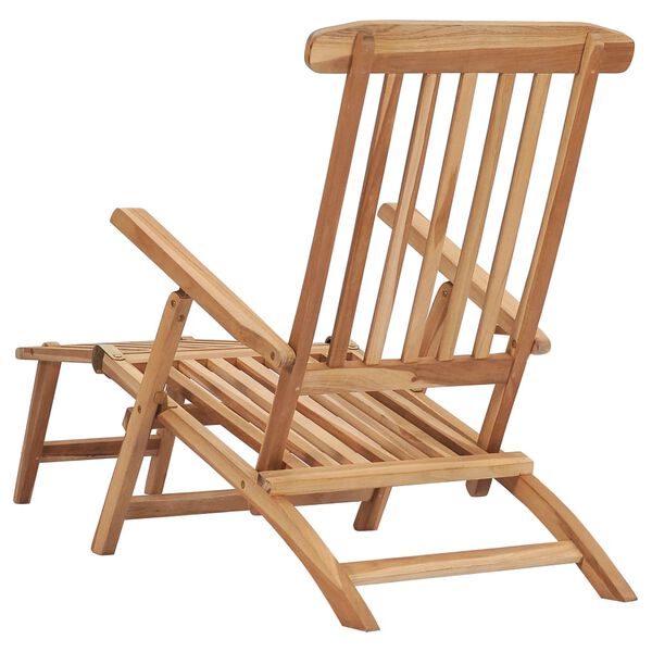 vidaXL Deck Chair Brown Solid Teak Wood Foldable Deck Chair