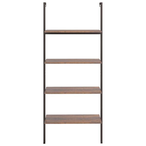 vidaXL Leaning Shelf Dark Brown and Black Engineered wood, Steel Medium