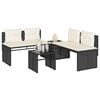 vidaXL 4 Piece Patio Sofa Set with Cushions Black Poly Rattan
