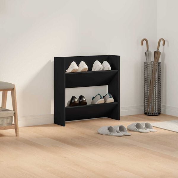 vidaXL Wall Shoe Cabinet Black 23.6"x7.1"x23.6" Engineered Wood