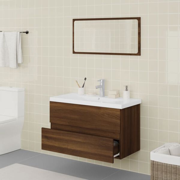 vidaXL Bathroom Furniture Set Brown Oak, White