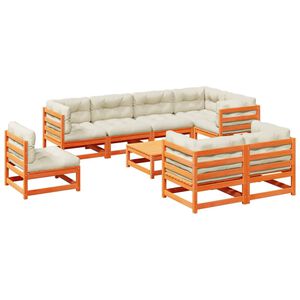 vidaXL Garden Sofa Set Wax Brown Solid Pine Wood 9 Piece Set Modular