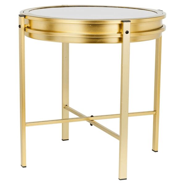 Home & Styling Side Table Gold Metal Medium Clock Side Table Round